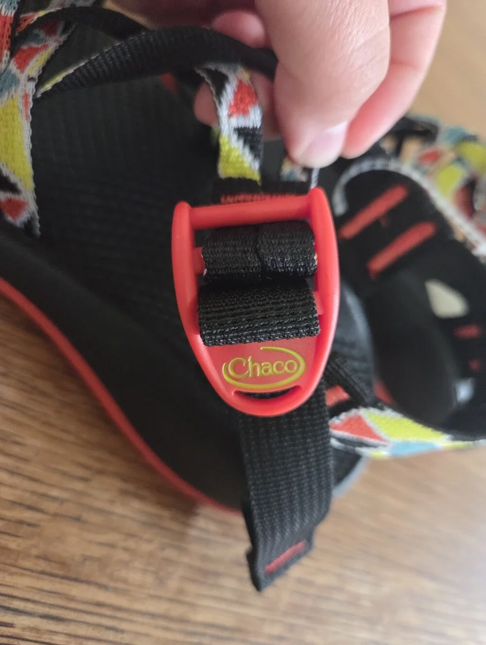 NWOT Chaco Kids ZX/1 Ecotread Sandal Size 2 Blue Yellow Red Black Geometric